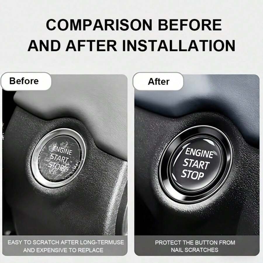 Transparent Silicone Start/Stop Button Cover - Scratch-Resistant Round Sticker, Fits Most Cars, Easy-To-Install Dashboard Accessory