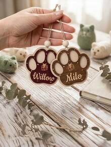 Personalized Pet Paw Print Christmas Ornament, Customized Name Holiday Tree Decoration, Dog Cat Keepsake - Multicolor - View 5