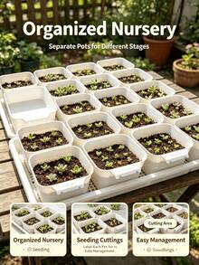 1pc Square Succulent Pot, Plastic Material Washable And Shatter-Resistant, Multi-Purpose Indoor Home Gardening Plant Propagation And Seedling Tray - A - View 9