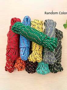 10m Camping Tent Guy Line With Hooks, Tent Rope, Outdoor Tent Tarp Hanging Accessories, Outdoor Tent Guy Line With Hooks, Multi-Functional Camping Rope, Heavy Duty Tarp Rope, Camping Hanging Supplies - Multicolor - View 6