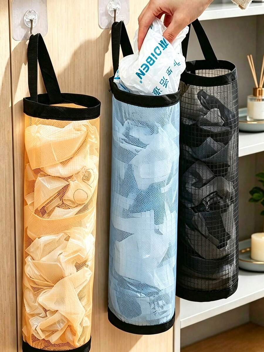 Plastic Bag Dispenser Storage Rack, Suitable For Kitchen, Behind Door Storage, Kitchen Organization, Kitchen Essential, Kitchen Accessories, Bathroom Accessories, Home Kitchen Tools, Kitchen Decor Garbage Bag Storage Hanging Bag Kitchen Plastic Bag - Multicolor - View 1