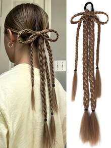 18inch Synthetic Bow Braided Ponytail Hair Extensions Braided With Elastic Rubber Band For Women Daily/Party/Music Festival Use - Multicolor - View 10