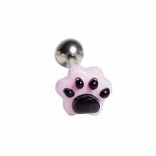 Multi-Color Cute Cat Paw Stainless Steel Tongue Stud Resin Piercing Jewelry Unisex - Multicolor - View 24