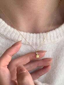 1pc Casual Daily Minimalist Gold Star Pendant Necklace For Women - Gold - View 2