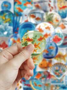 50pcs Goldfish Stickers For Phone Case, Water Bottle, Planner, Scrapbook, Diary, Luggage, Earphones, Skateboard, Guitar, Envelope, Greeting Card - Multicolor - View 5