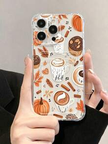 Halloween Elements Autumn Pumpkin Painted Transparent Four-Corner Card Slot Multifunctional Card Holder Thick Anti-Drop Phone Protective Case, Compatible With Iphone 18/18 Pro/18 Pro Max/17/17 Pro/17 Pro Max/16/11/16 Pro/16 Plus/16 Pro Max/16 E/15 Pro Max/13/14/12/11 And Other Models, With Card Slot, Soft TPU Shock-Absorbing Fashion Autumn Phone Case - Clear - View 2