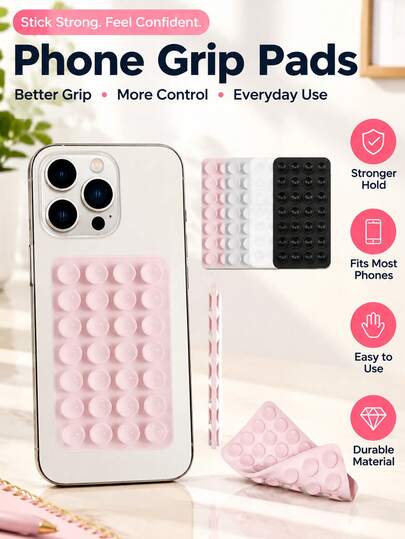 1pc/3pcs Double-Sided Silicone Suction Cup Phone Holder, Compatible With IPhone And Android Phones. Adjustable Angle, Compact Design. Suitable For Makeup, Dancing, Fitness, Yoga, Showering, Watching Videos, And Can Also Be Used As A Phone Stand For Video Recording And Selfies. Phone Accessories, Phone Case. Adhesive Phone Holder. Silicone Phone Holder With 28 Strong Suction Cups.