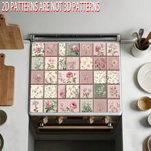 1pc Pink Floral Print Stove Top Protector Mat, Dining Table Placemat, Bar Countertop Waterproof Mat, Drying Mat, Drainage Mat, Coffee Machine Mat, Washing Machine Top Protector Mat, Extra Large Draining Mat, Mouse Pad, Coffee Cup | Tableware Draining, Absorbent Quick-Drying Draining, Waterproof Oil-Resistant, Washable And Reusable, Suitable For Kitchen | Cafe, Tea Cup, Coffee Cup, Coffee Machine Accessories, Home Decor For Coffee Lovers, Rental Home Renovation, Perfect As Housewarming Gift, Halloween Gift, Christmas Gift - Multicolor - View 3