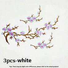 3件組粉藍梅花刺繡布貼，衣物裝飾配件，附背膠 - A - 查看 16