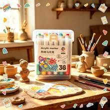 Acrylic Marker Pens For Kids, Water-Based Ink, 24/36/48 Colors, Vibrant And Smooth, Suitable For Painting, DIY Doodling, Birthday Card Creation - Multicolor - View 8