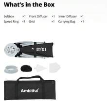 Ambitful Q1 快速安裝迷你 Bowens 接口柔光箱，附蜂巢格柵與擴散片，便攜式適用於戶外拍攝 - 查看 4