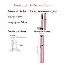 AXH. Women's Electric Eyebrow Trimmer Eyebrow Shaping Pen Facial Hair Remover Automatic Pocket Knife - Rose Gold - View 7
