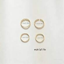 4pcs Fashion Minimalist Plain & Twisted Toe Ring Set For Women, Suitable For Beach Vacation, Party, Summer Outings - Gold - View 4