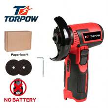 TORPOW 12V 無繩迷你角磨機,76mm 磨盤,10000RPM,多種選項:僅工具/電池套組,切割、拋光、研磨、除鏽電動工具 - 紅色 - 查看 7