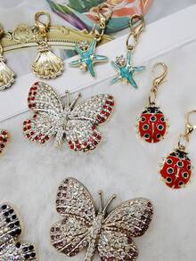 4PCS/Set Bling Rhinestone Butterfly Shoe Lace Charms Accessories Starfish Shell Decorative Shoelace Clips DIY Pendants Decorations Cherry Shoe Buckles - Multicolor - View 6
