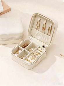 1pc Portable Travel Jewelry Storage Box, Mini Jewelry Box, Small Jewelry Organizer, Multi-Function Ring Display Case, Earring Necklace Pendant Jewelry Holder Box, Gift Box, Waterproof Polyester Jewelry Storage Box, Large Capacity Jewelry Display Box, Best Gift For Friends And Family, Suitable For School Dorm - Multicolor - View 15