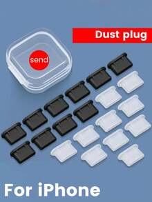 10pcs Phone Charging Port Dust Plug/Protector, Free Storage Box, Apple Interface Dust-Proof And Anti-Clog Design, Dust-Proof And Anti-Dust, Easy Installation And Not Easy To Fall Off, More Effective Protection For Charging Port - White - View 8