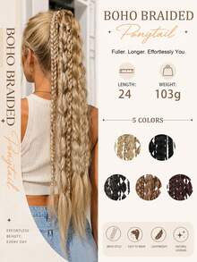 Women's Multi-Strand Braided Ponytail Hair Extensions, Bohemian Lantern Bubble Ponytail Elastic Hair Tie, Easy To Wear, Party Styling Hair Accessory - Multicolor - View 4