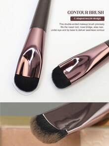 C-Shaped Makeup Brush, Makeup Is Quick And Easy, Contour & Highlight Brush, Suitable For Beginners - Rust Brown - View 5