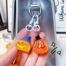 Glow-In-The-Dark Halloween Pumpkin & Ghost Keychain, Translucent 3D Spooky Pendant For Backpack, Handbag, Keys, Party Favor & Holiday Gift - Glow-in-the-dark Charm - View 2