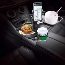 1pc 360° Rotating Car Tray, ABS Material Multi-Function Car Cup Holder With Detachable Tray, Adjustable Base And Dual Cup Holders, Practical Car Interior Accessory, Can Hold Small Items, Suitable For Car Dining And Drinking - One Size - View 5