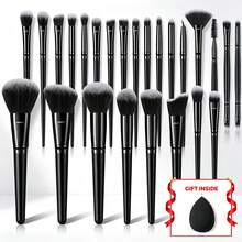 25pcs And 1pc Gift Makeup Brushes Set, Soft Dense Cosmetic Brushes For Foundation Powder Blush Eyeshadow Concealer Contour Highlight, Complete Face & Eye Makeup Brush Kit, Handles For Makeup Beginners And Daily & Party Makeup Application - Multicolor - View 10