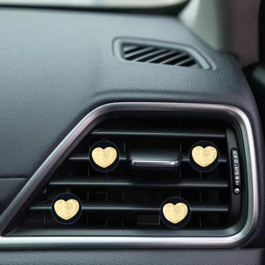 4pcs Water Ripple Heart Car Air Vent Decor, Minimalist Fashion, Suitable For Women's Car Interior Accessories, Holiday Gift Choice, Fragrance-Free - For Decoration Only - A - View 1