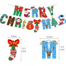 14pcs/Set Christmas Decorations, Christmas Bunting, Holiday Banner, Party Decor, Paper Cartoon Christmas Bunting - Multicolor - View 3