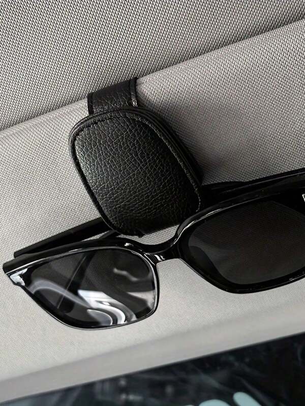 1pc Universal Car Sun Visor Glasses Holder, PU Material, Car Eyewear Rack, Car Interior Accessory, Glasses Storage Bracket, Suitable For Self-Driving Travel, Vacation, Back To School, Weekend Camping, Perfect Gift
