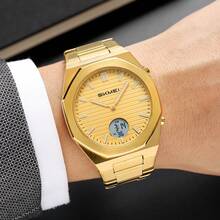 Skmei 2703 Luxury Men Digital Watch Stainless Steel Band EL Light Double Display In Stock Business Watch Supplier - Gold - View 6
