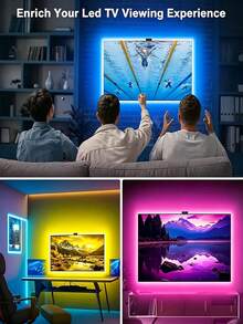 Strip Lampu Latar TV RGB Bertenaga USB 1m/3m/4m/10m, Lampu Ambient Berubah Warna, Cocok untuk TV, Monitor Komputer, Dekorasi Home Theater, Kamar, Ruang Tamu, dan Dekorasi Kabinet. - MultiWarna - View 4