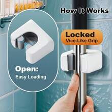 6pcs Drill-Free Adhesive Wall-Mounted Mop And Broom Holder (3pcs Storage Clips And 3pcs Adhesive Buckles), White Durable Plastic Storage Clips And Hooks - One Size Fits All - View 2