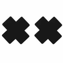 20pcs Black Cross-Shaped Self-Adhesive Satin Disposable Nipple Covers, Suitable For Women, For Strapless/Bandeau Clothing - Black - View 4