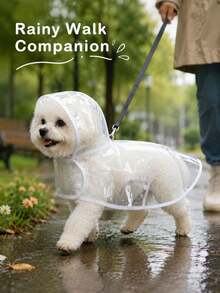 Transparent Waterproof Pet Raincoat, Windproof And Waterproof, Suitable For Large, Medium And Small Dogs, Pet Raincoat, Suitable For Medium And Small Dogs, Teddy Dogs And Bichon Frise For Rainy Day Walks (Recommended To Buy One Size Up; Please Measure Your Pet's Body Size Before Purchasing To Ensure Comfortable Fit) Dog Outfits, Halloween Costume - Clear - View 2