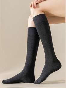 1/2/3 Pairs Women Solid Color Over-The-Knee Socks, White Thigh High Compression Stockings, Slimming Leg, Suitable For Dresses, Boots, Flats, Versatile For All Seasons - Multicolor - View 6