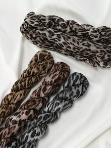 1件女款波西米亞復古豹紋百褶圍巾，休閒街頭風頭巾披肩，防曬，適合日常穿搭 - 米色 - 查看 7
