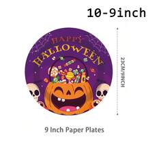 10/20/40pcs Paper Plates,Party Paper Plates,Paper Dinner Plates,7&9 Inch Disposable Paper Plates,Theme Party Tableware Paper Plates,Halloween Paper Plates,Halloween,Spooky Halloween Paper Plates,Tea Party Paper Plates - Multicolor - View 8
