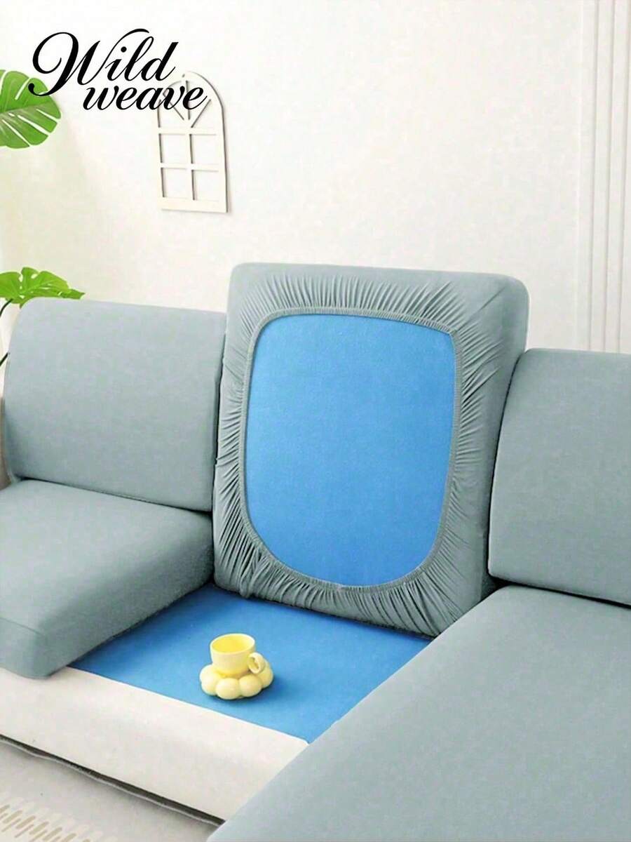 1pc Solid Color Silky Elastic Sofa Cushion Cover, Modern Minimalist Design, Suitable For All Seasons