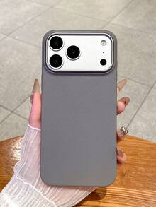 1pc 4-Color Optional Solid Color Lychee Texture Faux Leather Large Window Phone Case, Ins Premium Minimalist Business Solid Color Leather Texture, A Classic Black / B Beige White / C Premium Gray / D Caramel Brown, Faux Leather Matte Lens Raised Full Coverage Anti-Drop Soft Shell, Autumn/Winter Commute Versatile, Suitable For Personal Use And Gift; Compatible With IPhone Case & Galaxy Case, Compatible With IPhone 17 - Multicolor - View 9