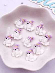 30pcs Mixed Resin Mini Colorful Painted Cartoon Ghosts Bat Pumpkin Spider Bat Candle Figurine Flat Back Stone DIY Halloween Art Scrapbook Crafts Acce - Random mixed - View 6
