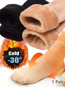 1/4 Pairs Plush Lined Snow Socks - Thick & Warm Winter Ground Socks, 4/8 Pairs - Multicolor - View 8