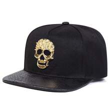 1pc Men's Halloween Skull Snapback Hat, Rhinestone Baseball Cap, Streetwear Hip-Hop Fashion Casual Hat For Spring/Autumn Travel, Beach Vacation - Multicolor - View 3