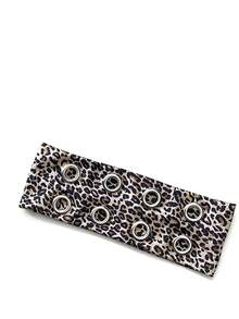 1pc Women's Wide Headband Scarf, American Vintage Multi-Color Leopard Print With Metal Eyelets, Hot Girl Style Hair Accessory For Daily Wear - Multicolor - View 5