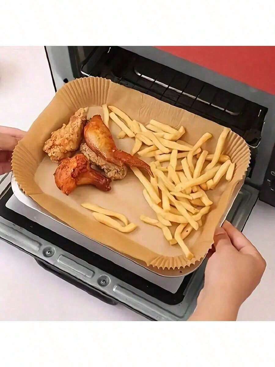 10/50pcs Air Fryer Baking Paper, Non-Stick Baking Paper Liners, Disposable Oven Liners, Oil-Proof & Water-Proof, Suitable For Baking, Roasting, Microwave, Air Fryer, Back To School Dorm Kitchen Essentials - Multicolor - View 1