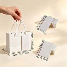 10PCS/Small White Gift Paper Bags With Rope Handles, Blank Hang Tags And Thank You Cards Combo, Mini Empty Gift Bags For Wedding Birthday Party Favor Retail Packaging - View 4