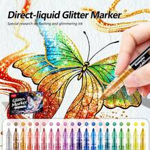 Guangna New 20 Colors Glitter Markers, Smooth Writing With Sparkling Effect, Suitable For Your Special Art Creation & Painting, Especially Perfect For Holiday, Birthday Gift Writing - Sets - View 7