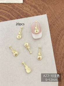 10-60pcs 3D Musical Element Metal Nail Charms, Mixed Guitar & Note Nail Decor, Autumn Halloween Christmas Rock Manicure Supplies - Multicolor - View 10