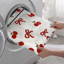 4PCS Cherry Ribbon Pattern Zipper Mesh Laundry Bags Multiple Sizes Reusable Large Capacity Fine Mesh See-Through Washing Bags For Button-Up Shirts Hoodies Socks Bras Underwear Delicates, Minimizing Twisting, Travel Storage Organizer - View 8