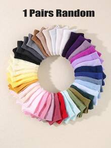 1/10/20 Pairs Random Solid Color Toddler Autumn Socks, Winter Newborn Socks, Newborn Essentials, Baby Baptism Gift, Halloween, Christmas, Autumn Decoration - Multicolor - View 17
