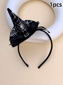 1pc/2pcs/3pcs Halloween Girls Witch Hat Headband, Mesh Bow Rhinestone Accessories, Cosplay Party Atmosphere Photo Shoot Headband - Multicolor - View 17